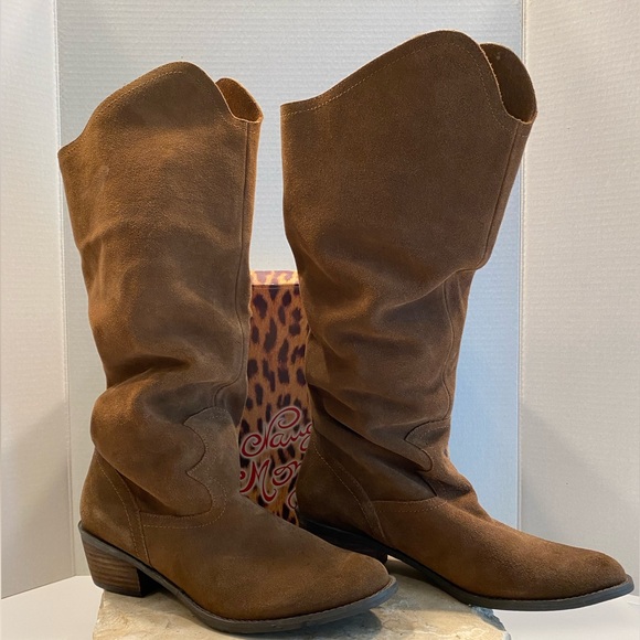 NIB Sz 9 Naughty Monkey Harmony Rust Suede Tall Slouch Fit Flat Heel Boots - Picture 3 of 16